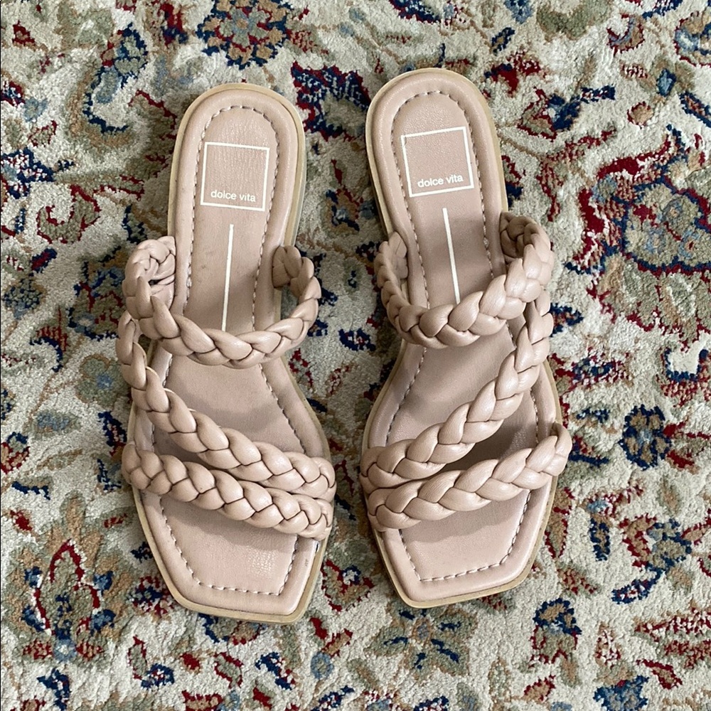 Dolce Vita Perfect Condition Tan Braided Slide Sandals
